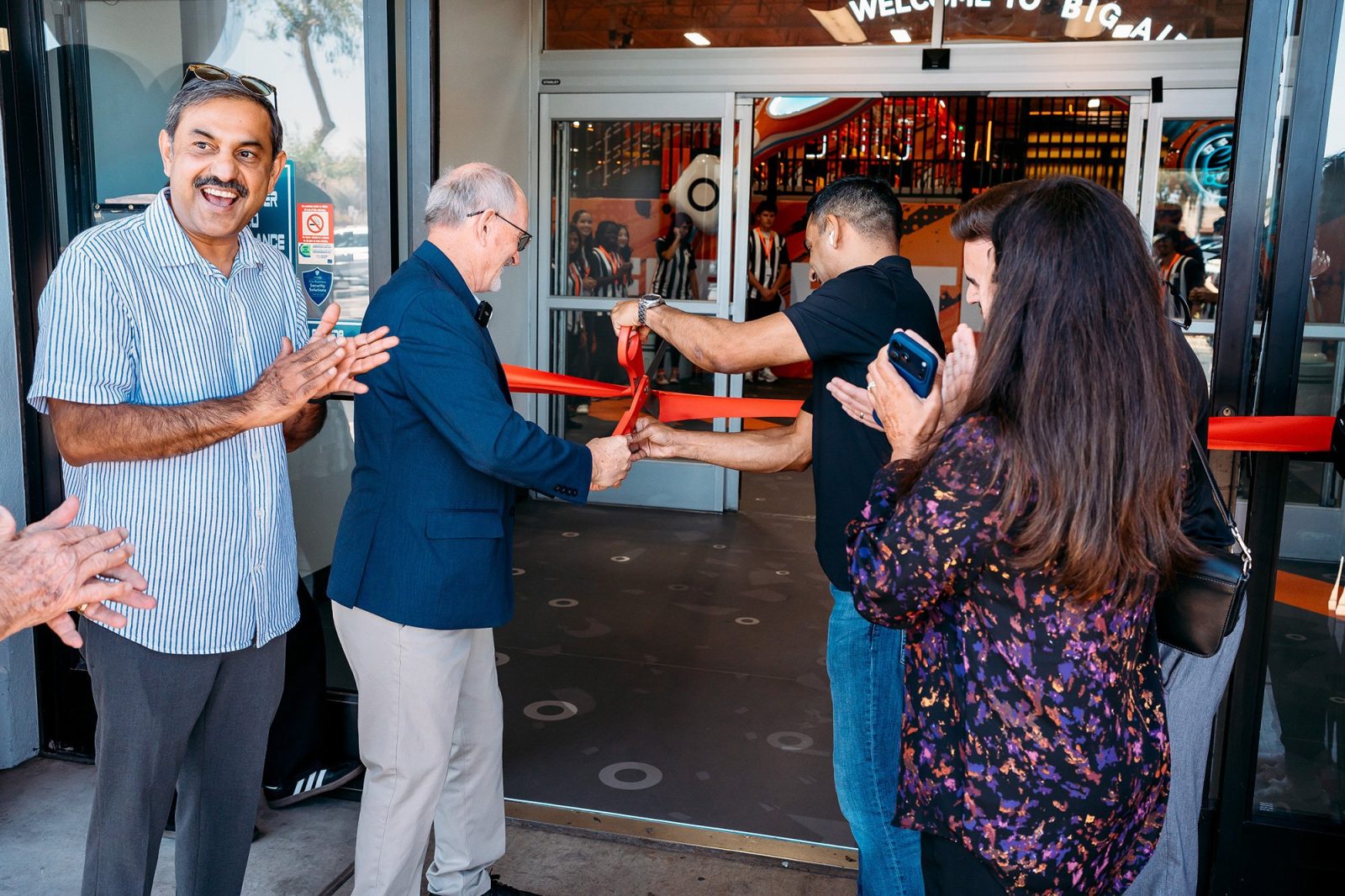 Ribbon cutting ceremony at the Big Air Glendale grand opening, photographed by Phoenix event photographer Timothy Fox Photography & Video