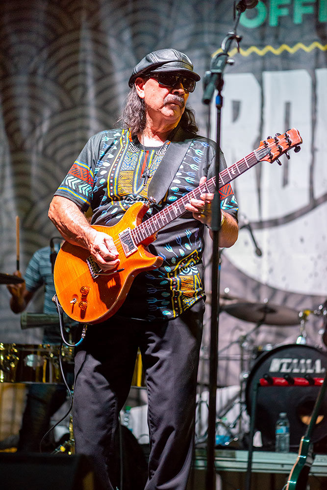 Santana rocking a lead riff during a concert