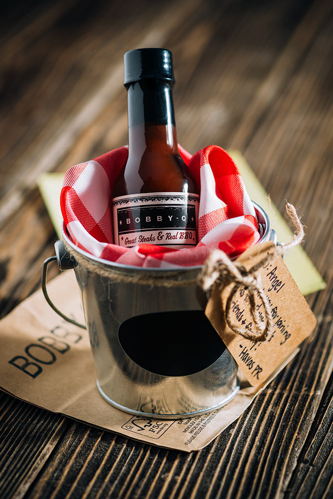 Bobby-Q BBQ sauce in a bucket as a gift