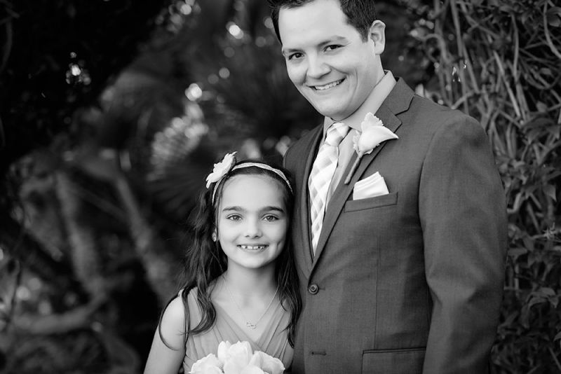 Close up of a groom and his little girl