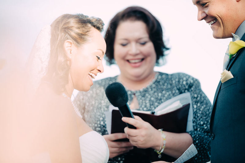 Vows during a wedding ceremony with a microphone present