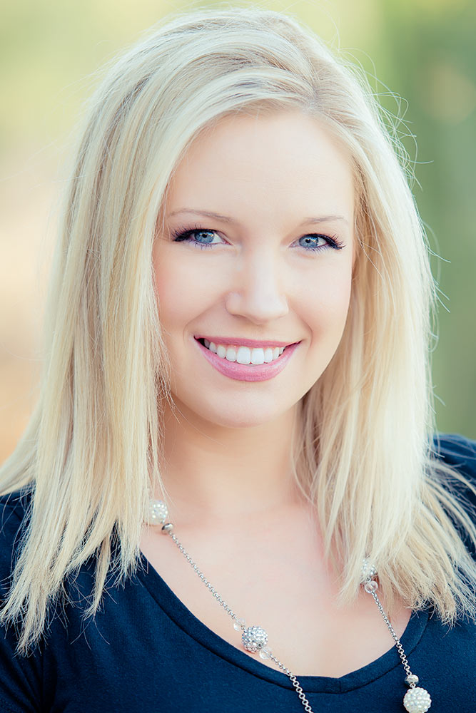 Glowing woman with beautiful blue eyes