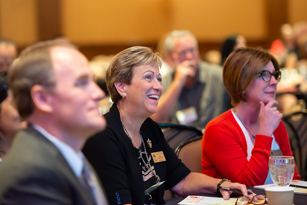 Corporate event smiles