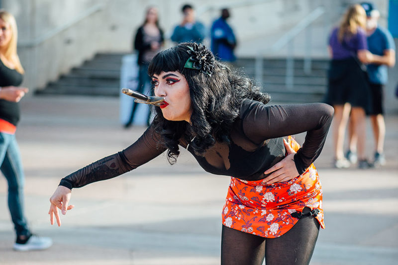 Sword swallowing actor