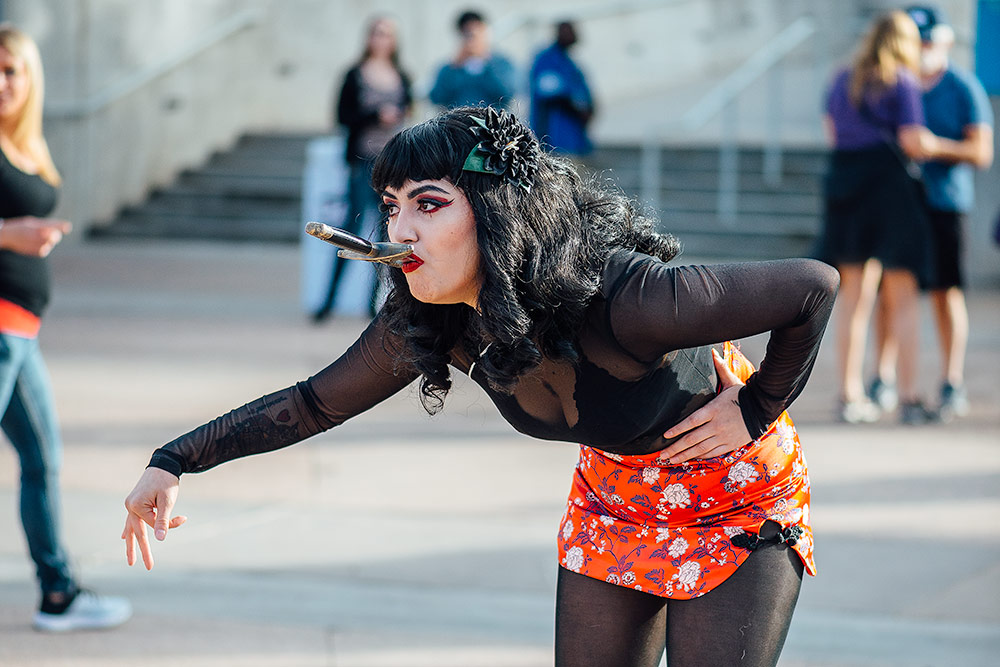 Sword swallowing actor