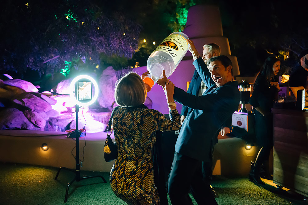 Photo booth couple having fun