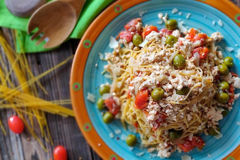 Magazine photoshoot with a plate of pasta