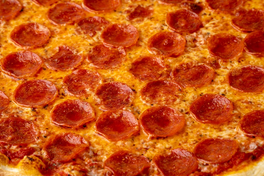Close-up of a mouthwatering pepperoni pizza at Lorenzo's Italian Kitchen in Scottsdale, AZ