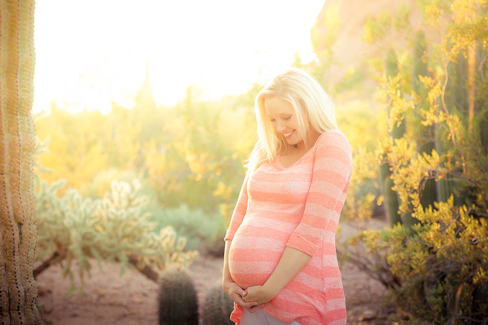 "Pregnancy bliss: vibrant colors and desert serenity