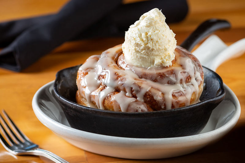 Giant cinnamon bun with cream cheese